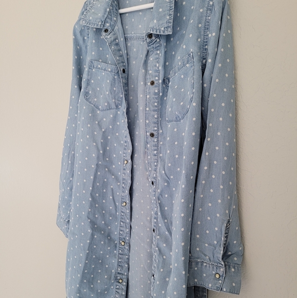GB girls Polka Dot Shirt Dress, size Small, Blue & White - Picture 11 of 11